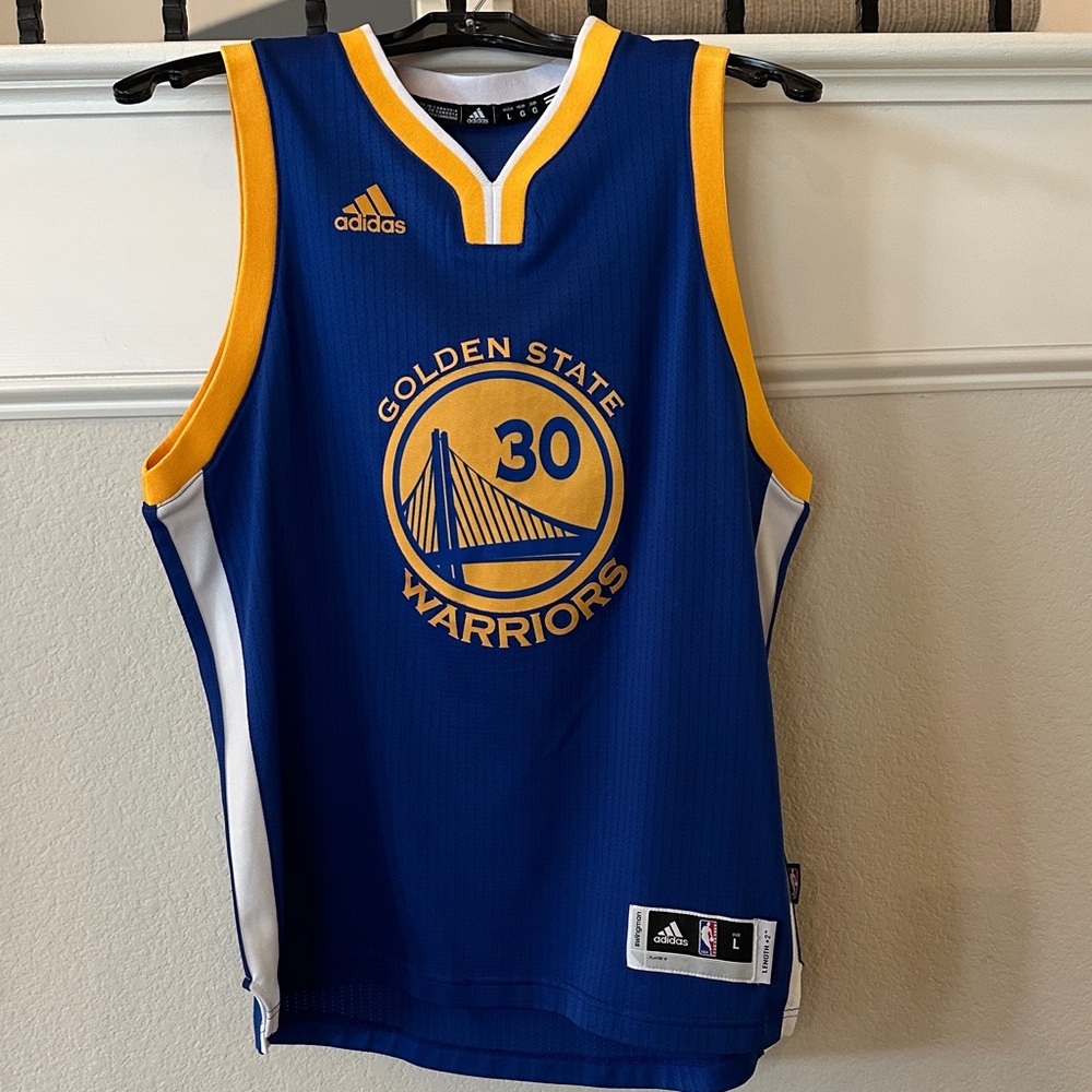 adidas Golden State Warriors Blue and Yellow Jersey #30